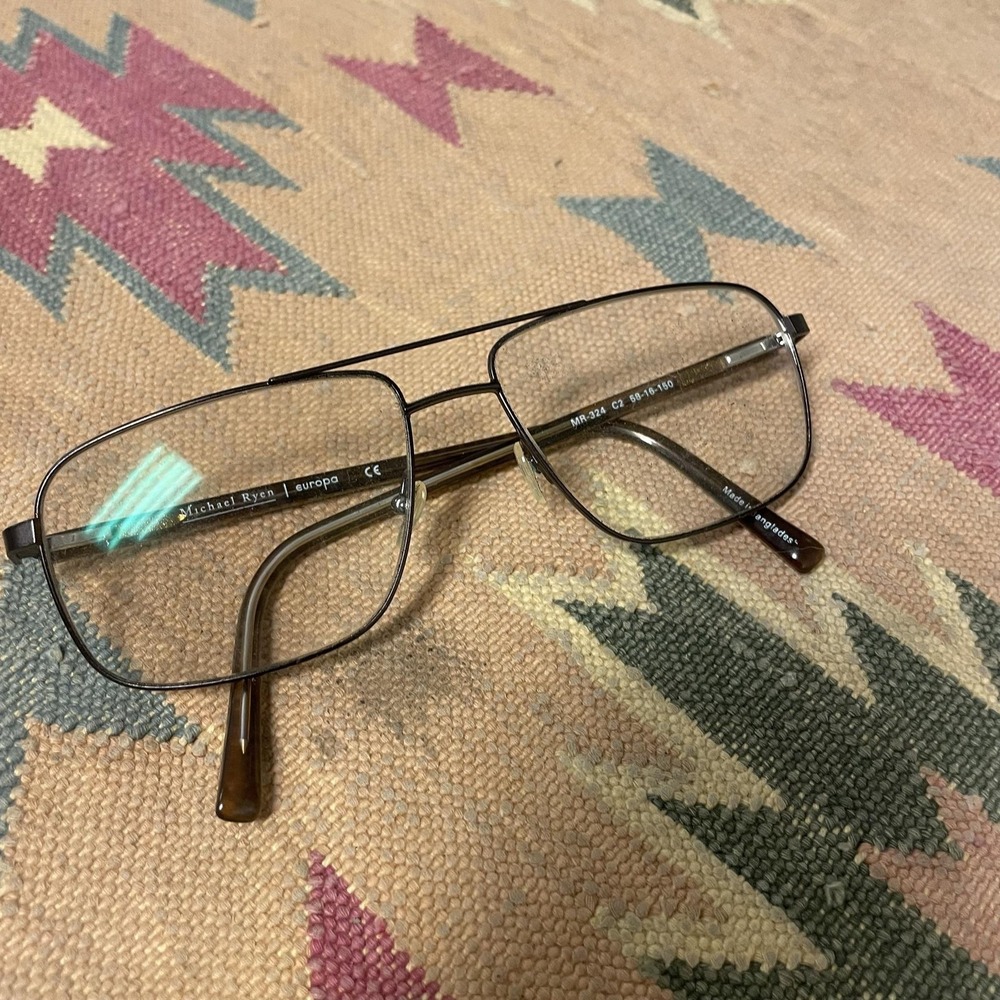 Michael Ryen Eyeglass Frames Only MR-324 58-16-150 Brown Aviator Full Rim Men